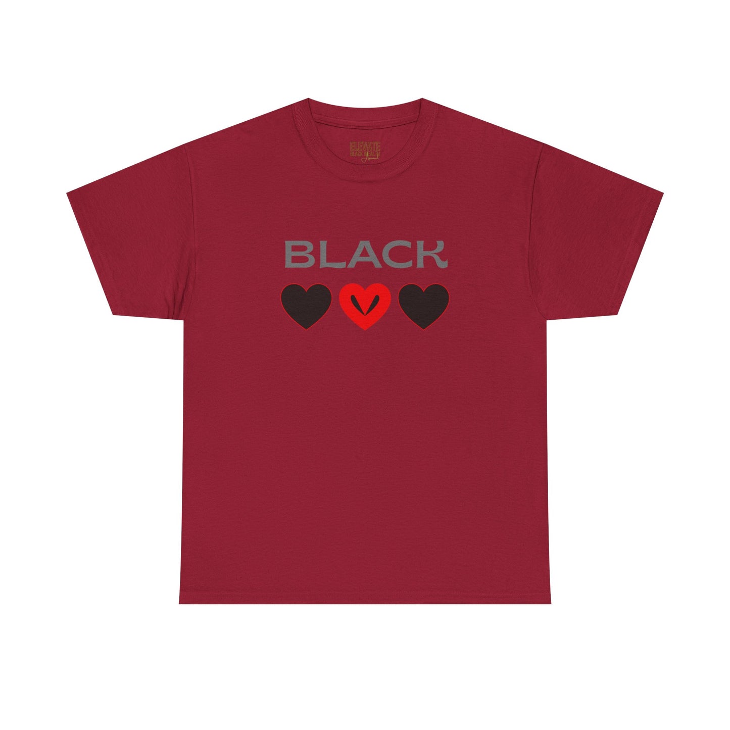 Black Hearts Tee — Graphic Love Shirt with Red Heart Accent