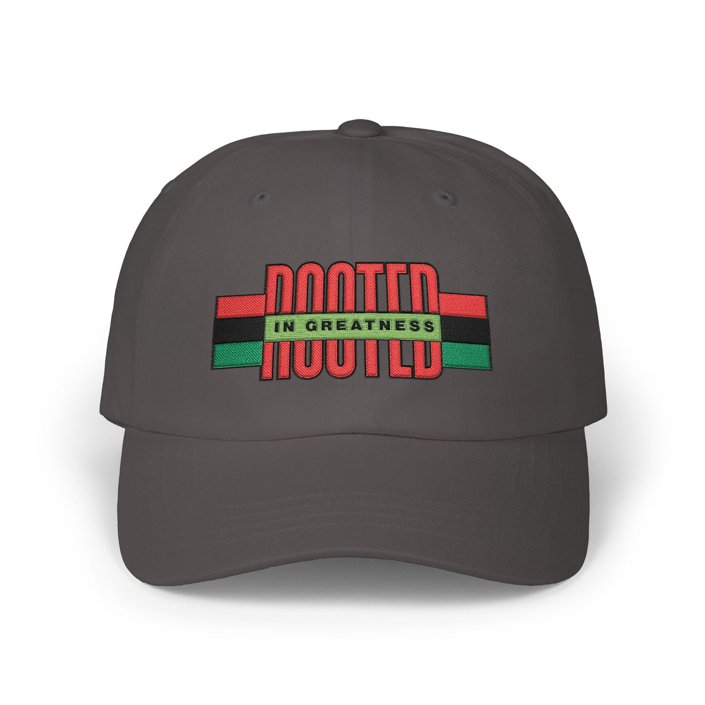Rooted in Greatness Dad Cap — Pan‑African Flag Embroidered Baseball Hat
