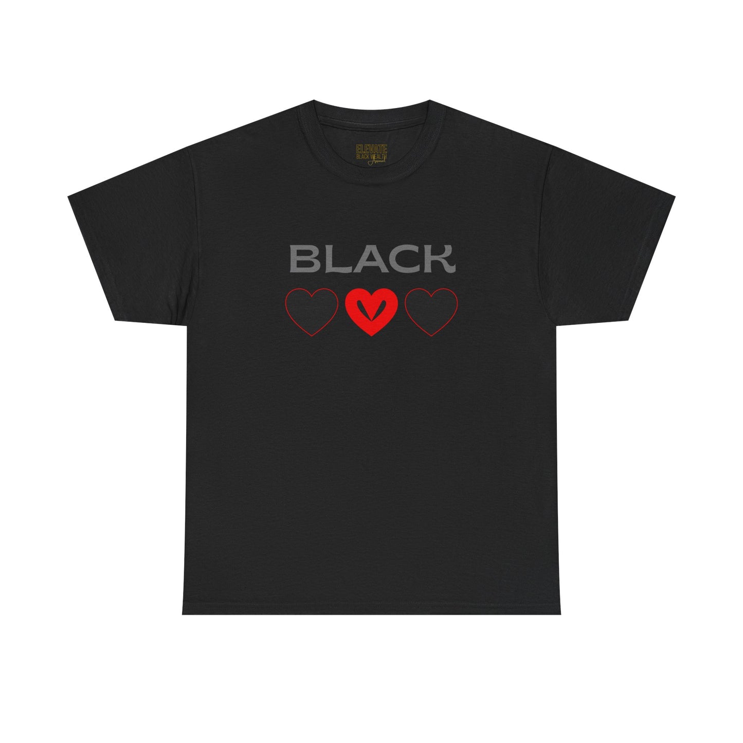Black Hearts Tee — Graphic Love Shirt with Red Heart Accent