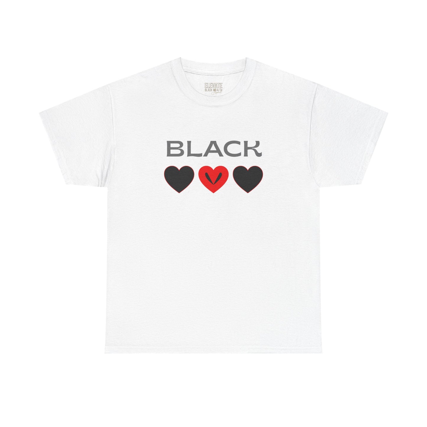 Black Hearts Tee — Graphic Love Shirt with Red Heart Accent