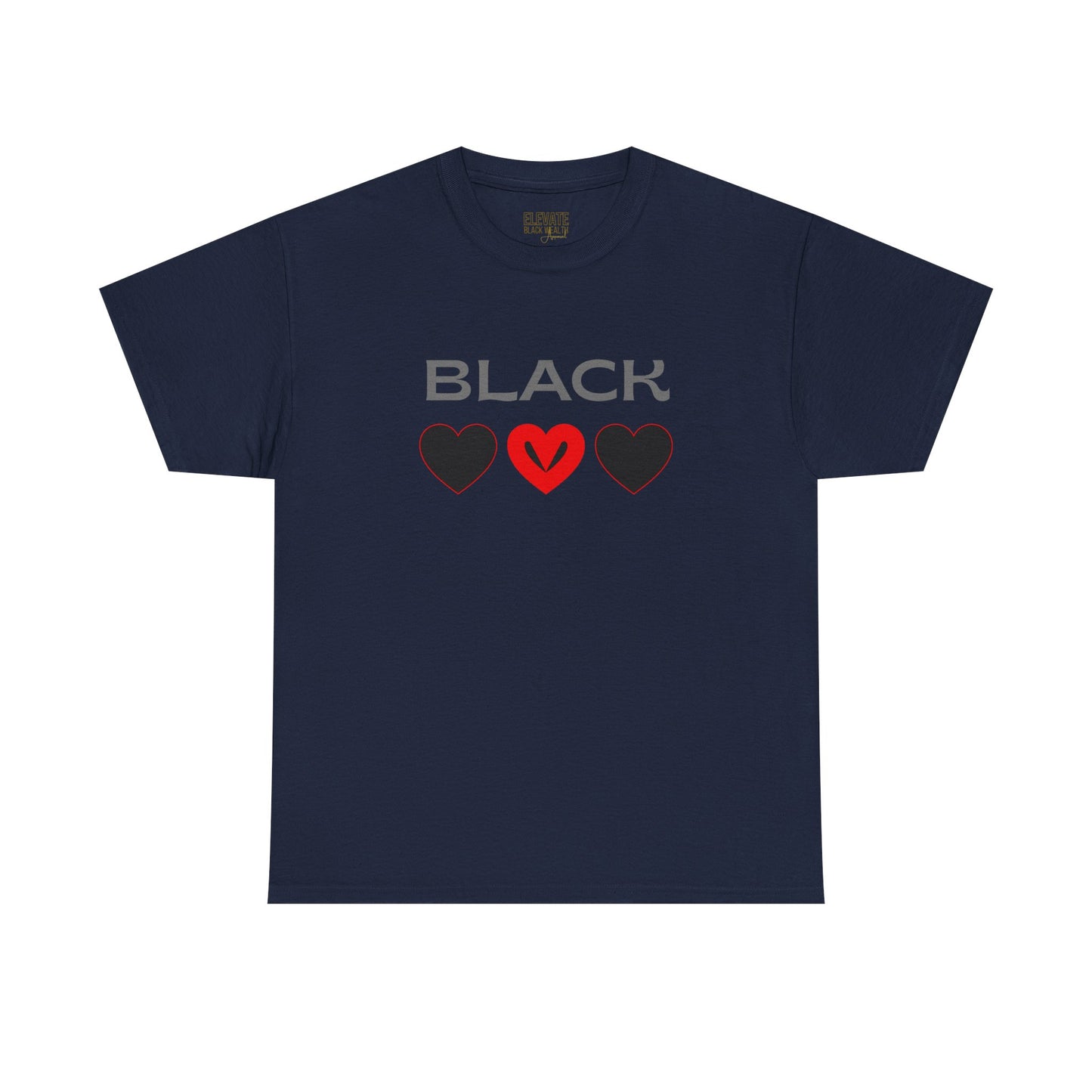 Black Hearts Tee — Graphic Love Shirt with Red Heart Accent