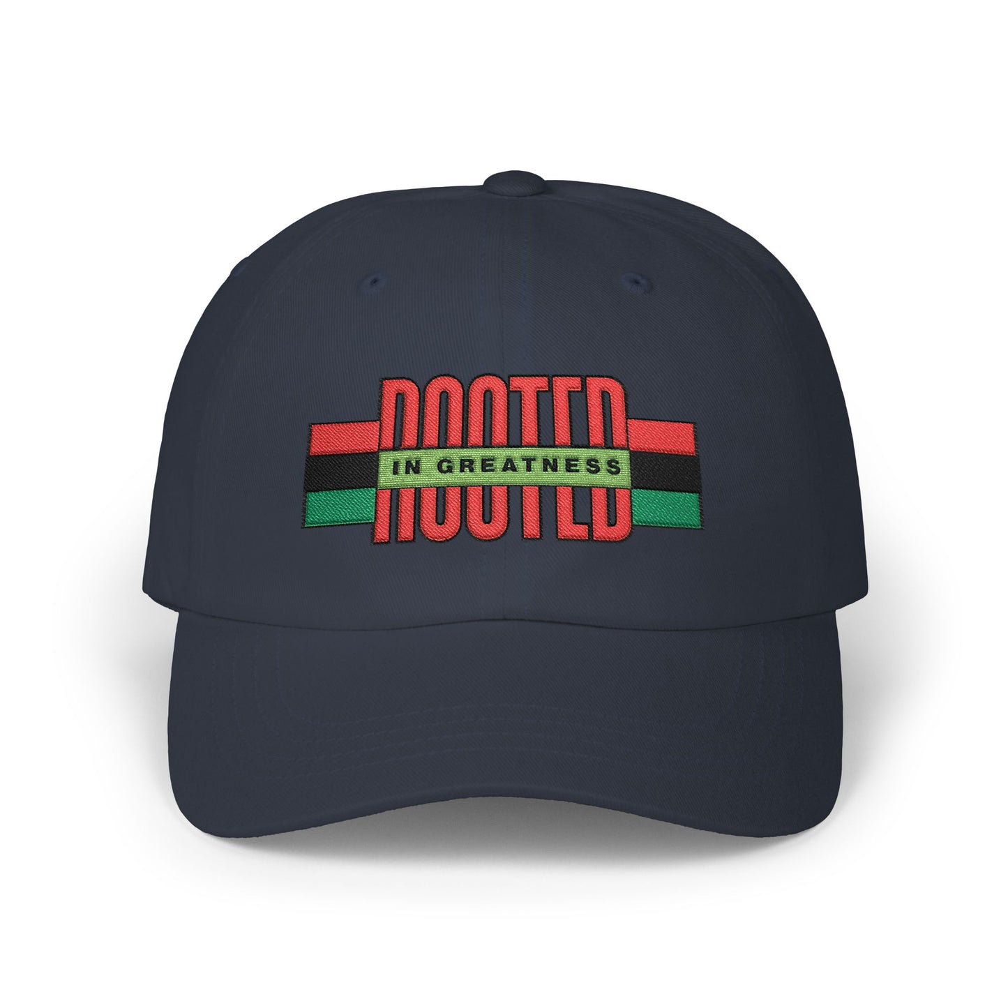 Rooted in Greatness Dad Cap — Pan‑African Flag Embroidered Baseball Hat